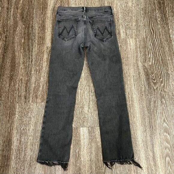 GUC Mother The Rascal Ankle Snippet Jeans 27 Dear Mr. Black Cropped Slim Raw Hem - Picture 5 of 15